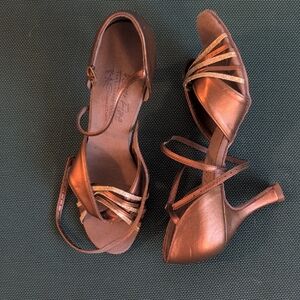 Women's Bronze Strappy Heeled Sandals - Unbranded
